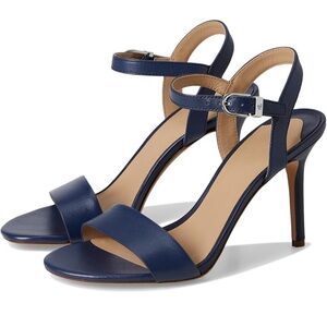 Lauren Ralph Lauren Navy Blue Gwen Nappa Leather Heels Sandals Size 8.5B